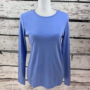 Talbots Women’s Long Sleeve Top Light Blue Pima Cotton Crewneck Size Medium